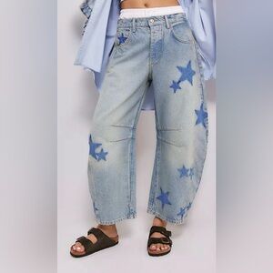 Miss Sparkling Star Print Barrel Jeans